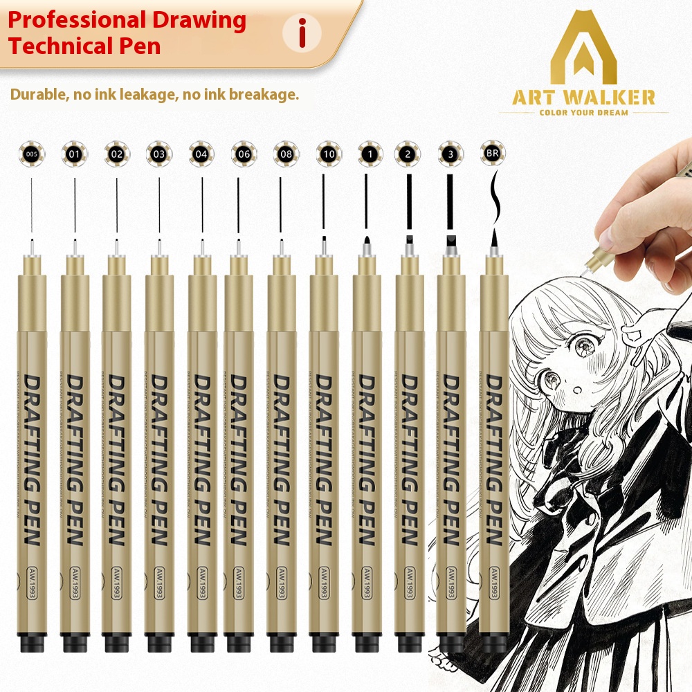 Copic Marker Sketch - 1/6/9/12 قطعة مانغا الأسود Fineliner Marlers