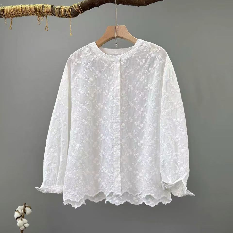 Embroidery Eyelet - بلوزة نسائية مطرزة بالدانتيل لعام 2026،