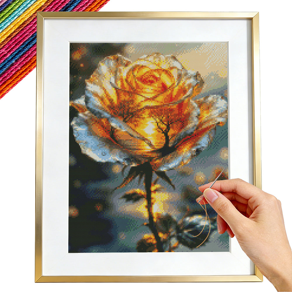 Embroidery Guide Paper - طقم تطريز 11CT على شكل وردة،