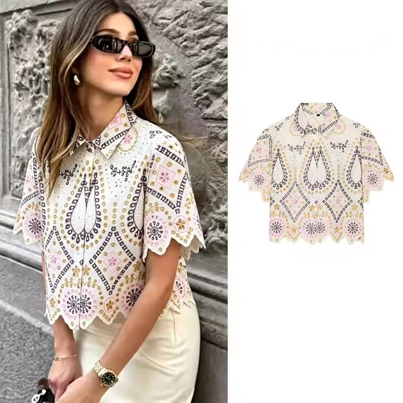 Embroidery Eyelet - بلوزة نسائية أنيقة من PRINTKAOIR بتصميم