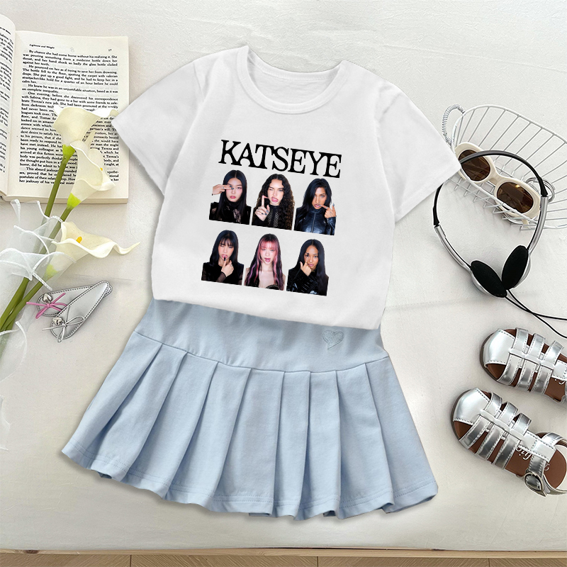 موضة K البوب K-KATSEYE تي شيرت - مراجعة Embroidery Skirt وسعره