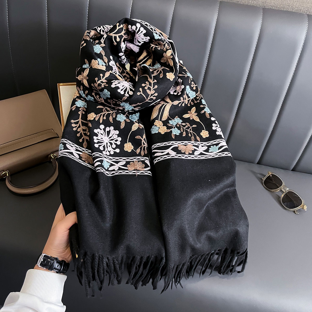 جديد شتاء دافئ الكشمير وشاح لل - مراجعة Embroidery Pashmina وسعره