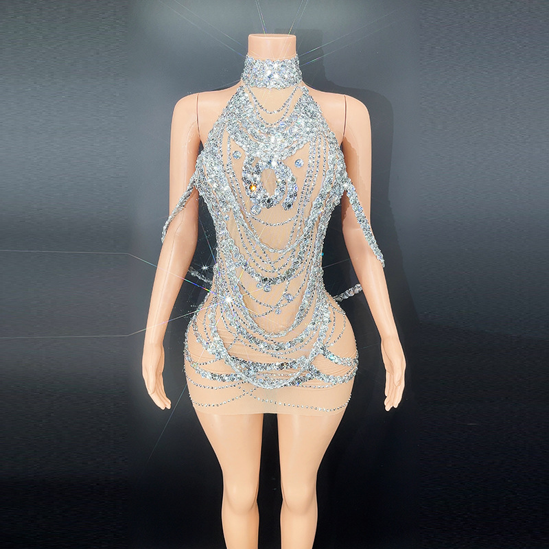 فساتين الحفلات الراقصة الفضية  - مراجعة Embroidery Skirt وسعره