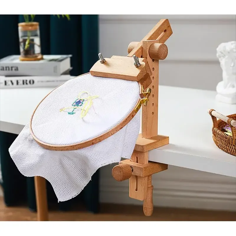 360 °   حامل خياطة خشبي دوار ق - مراجعة Embroidery Hoop Stand وسعره