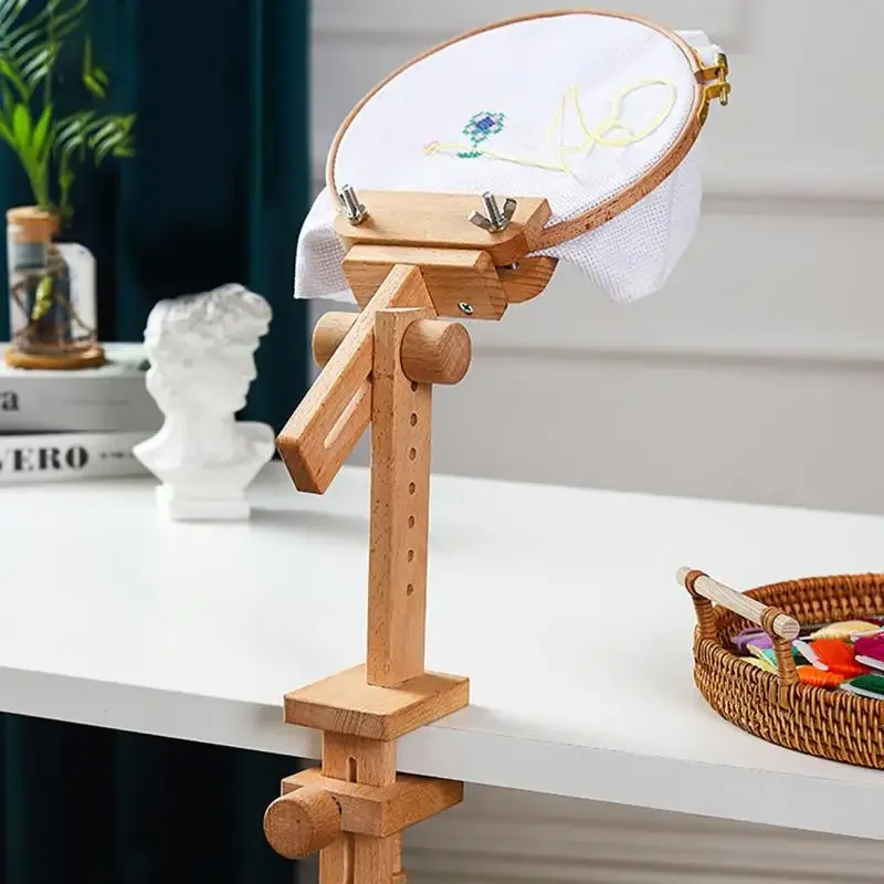 360 °   حامل خياطة خشبي دوار ق - مراجعة Embroidery Hoop Stand وسعره