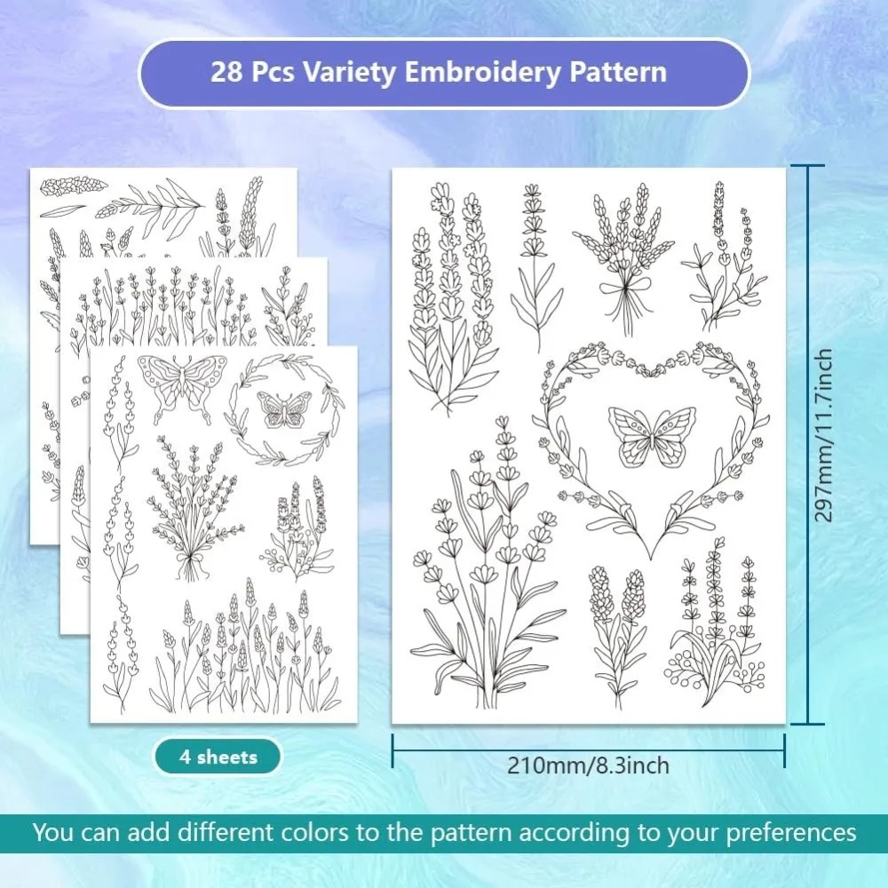 4 أوراق زهرة اللافندر فراشة مث - مراجعة Embroidery Cloth وسعره