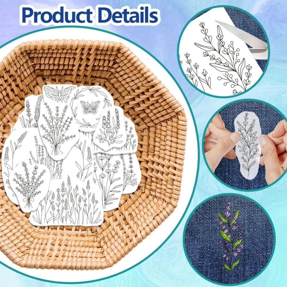 4 أوراق زهرة اللافندر فراشة مث - مراجعة Embroidery Cloth وسعره