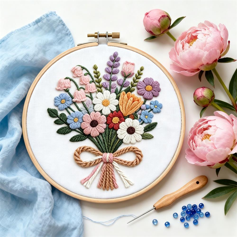 طقم تطريز يدوي على شكل زهرة ال - مراجعة Embroidery Guide Paper وسعره