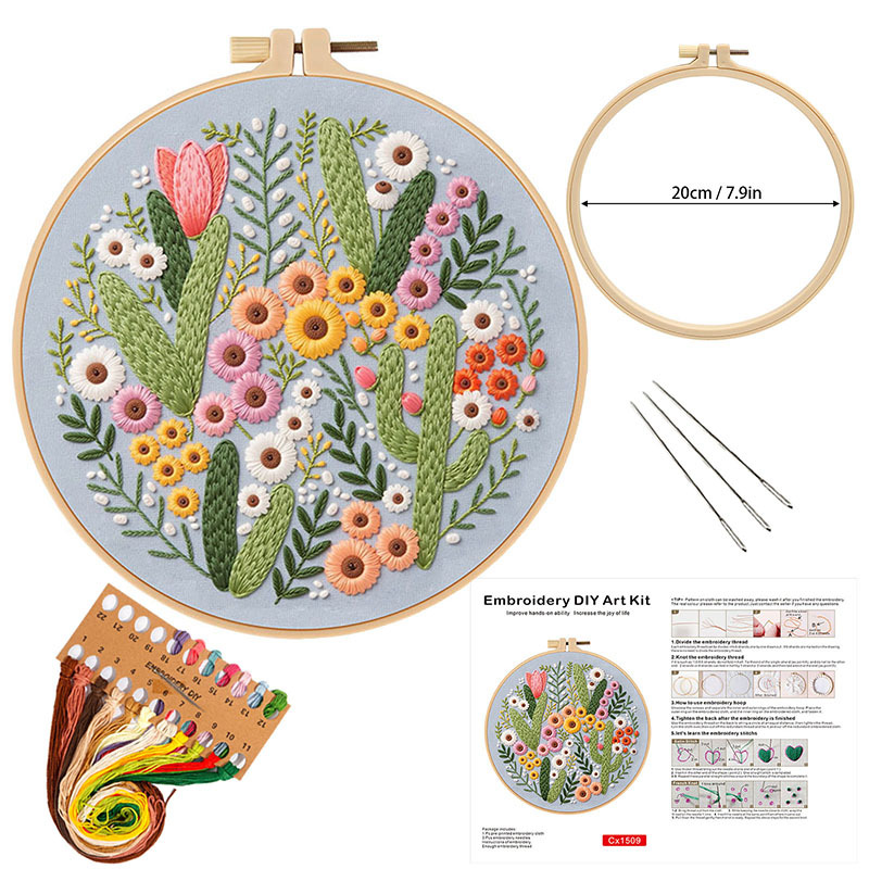 طقم تطريز الزهور للمبتدئين، نم - مراجعة Embroidery Guide Paper وسعره