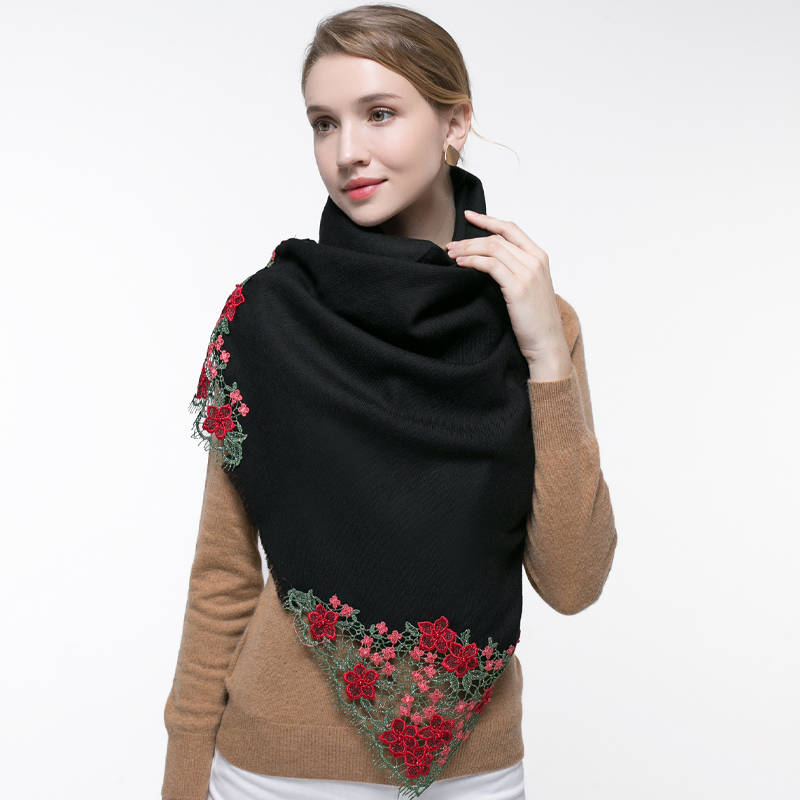 100% الصوف الحقيقي الوردي وشاح - مراجعة Embroidery Pashmina وسعره