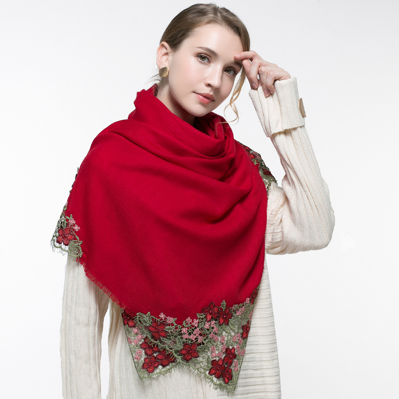 100% الصوف الحقيقي الوردي وشاح - مراجعة Embroidery Pashmina وسعره