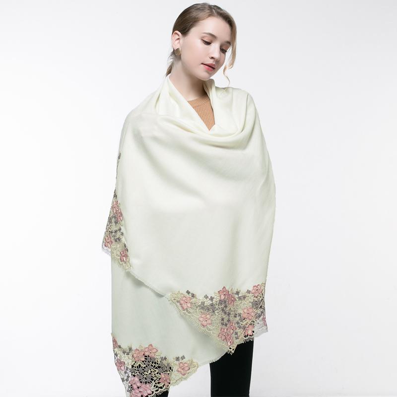 100% الصوف الحقيقي الوردي وشاح - مراجعة Embroidery Pashmina وسعره