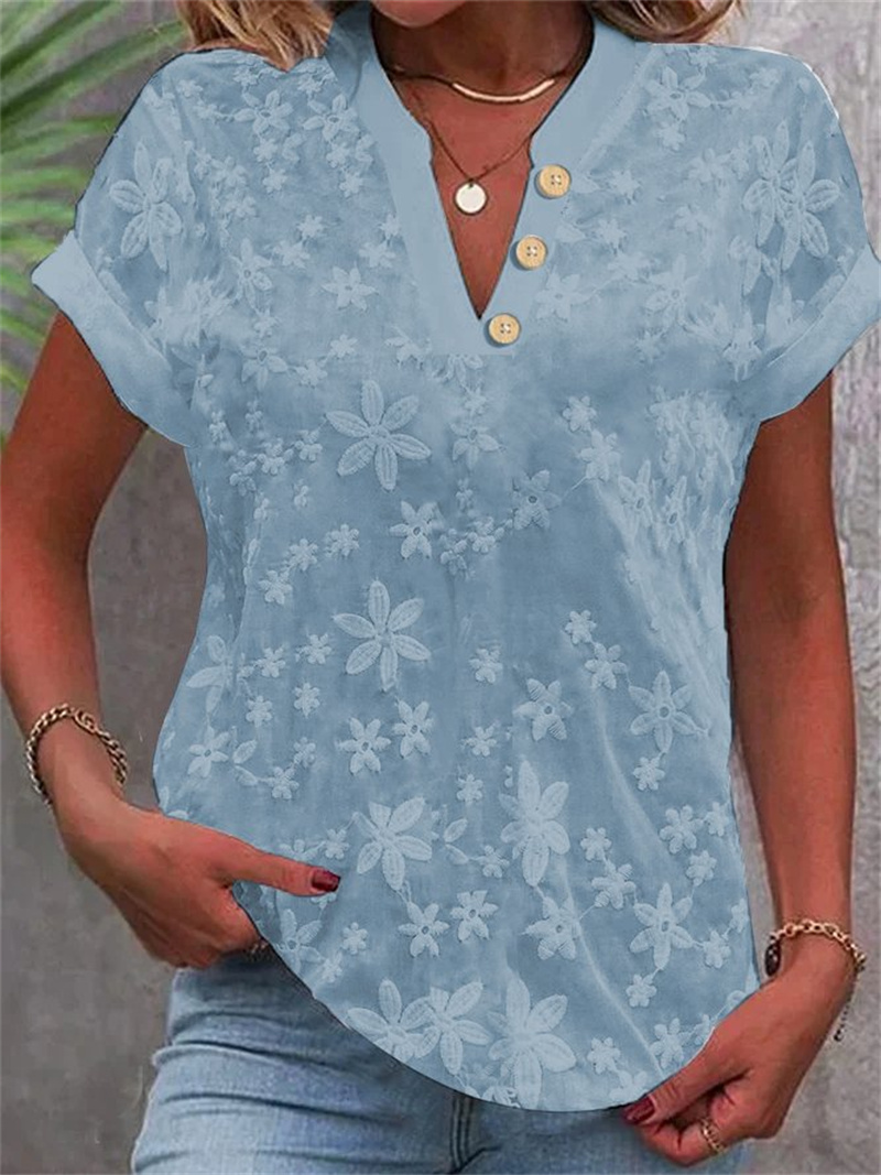 بلوزة نسائية قصيرة من الدانتيل - مراجعة Embroidery Eyelet وسعره