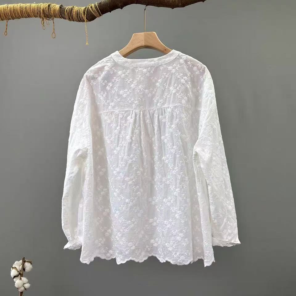 بلوزة نسائية مطرزة بالدانتيل ل - مراجعة Embroidery Eyelet وسعره