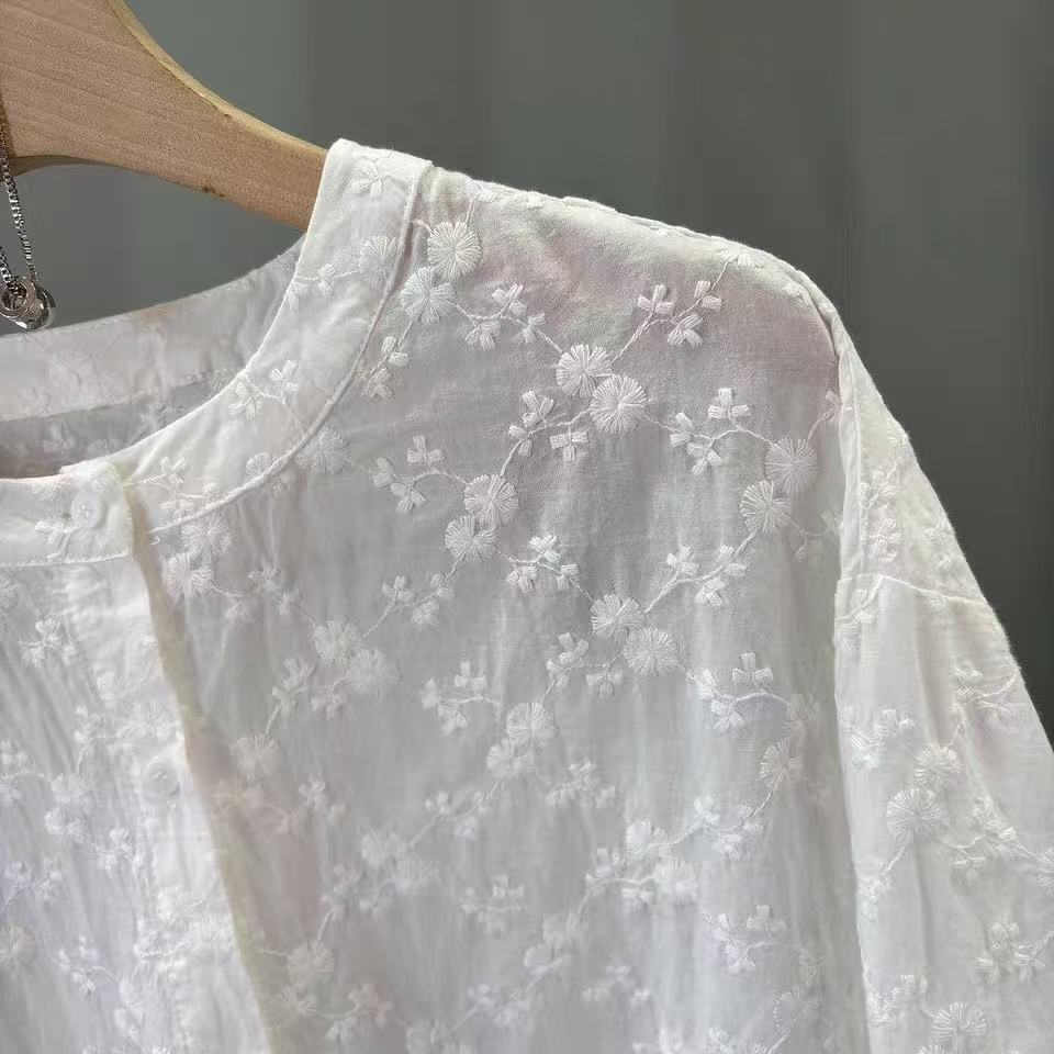 بلوزة نسائية مطرزة بالدانتيل ل - مراجعة Embroidery Eyelet وسعره