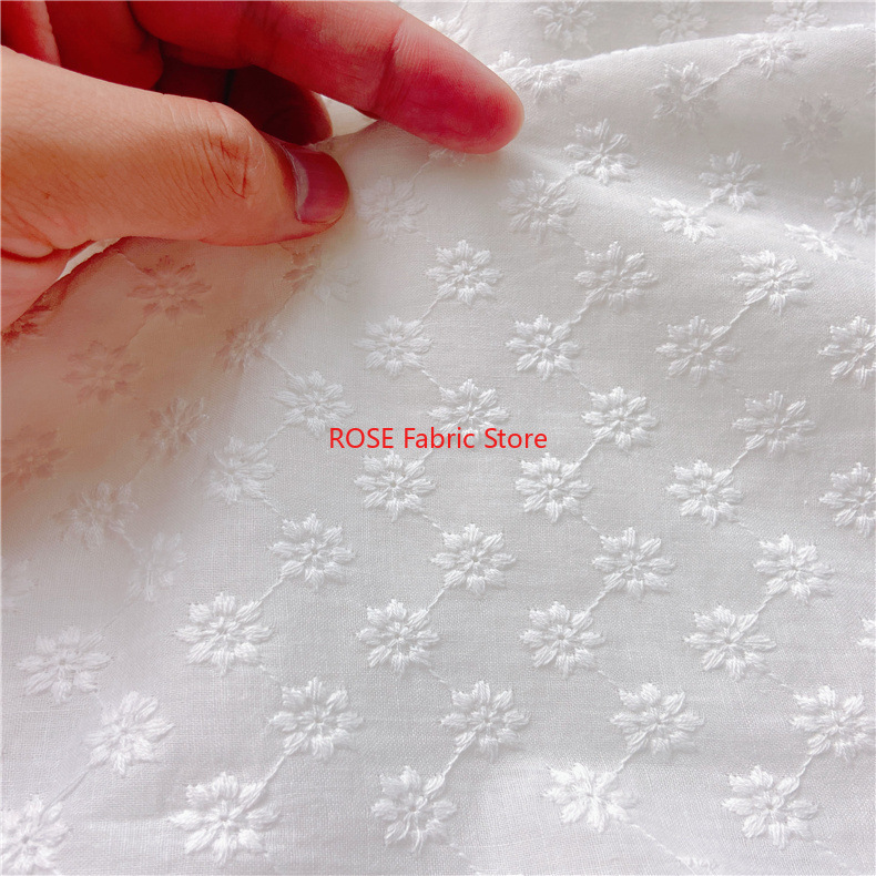 نسيج العيينة المطرز القطني قما - مراجعة Embroidery Eyelet وسعره