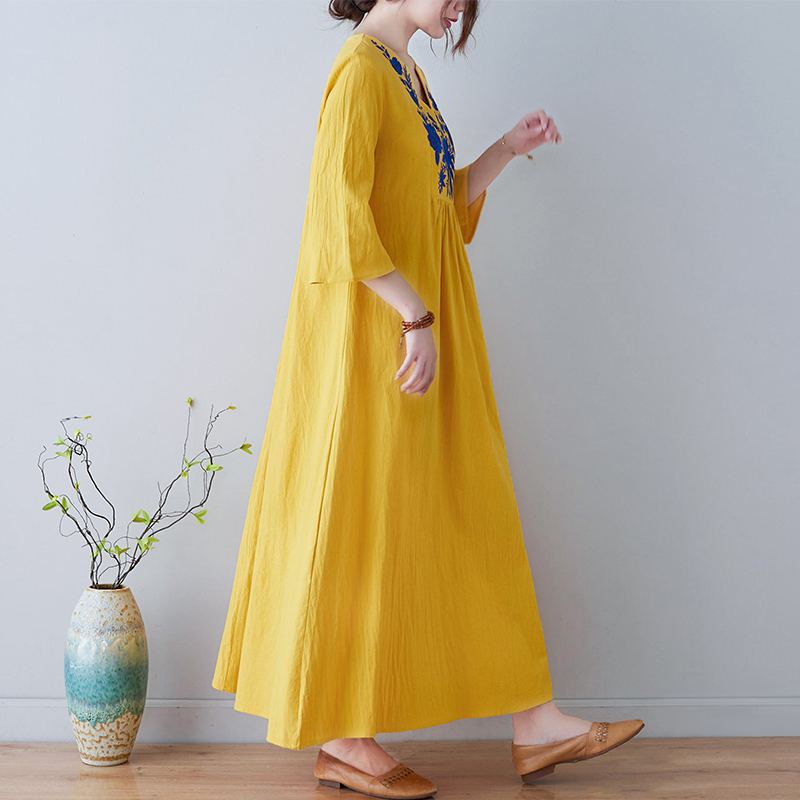 فستان جديد بأسلوب عرقي فضفاض ب - مراجعة Embroidery Skirt وسعره