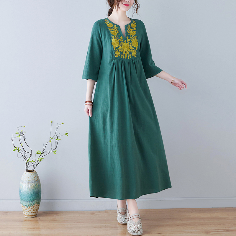 فستان جديد بأسلوب عرقي فضفاض ب - مراجعة Embroidery Skirt وسعره