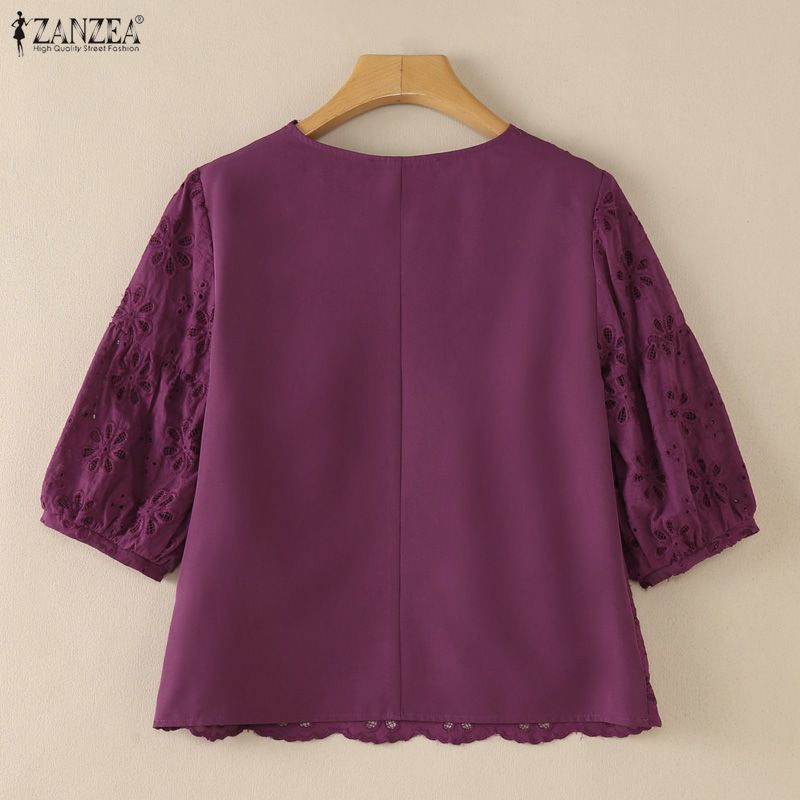 بلوزات نسائية من ZANZEA 2026 ب - مراجعة Embroidery Eyelet وسعره