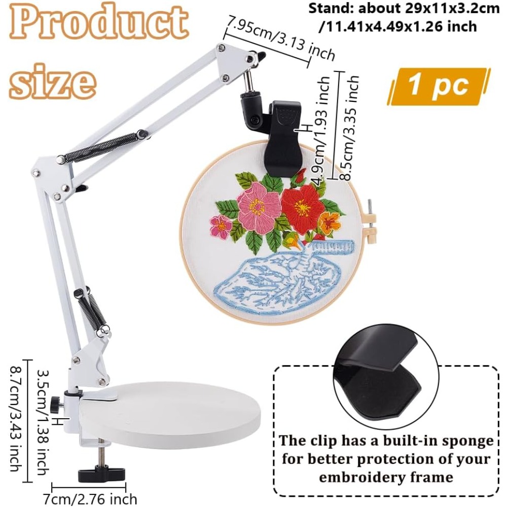 الأبيض التطريز الجدول حامل عدة - مراجعة Embroidery Hoop Stand وسعره