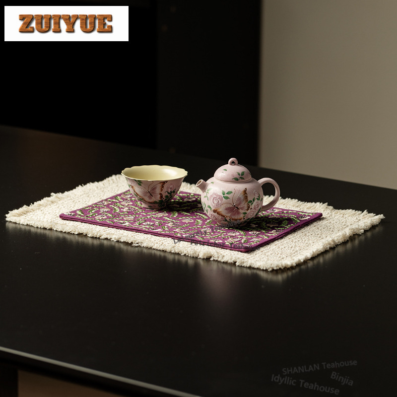 التطريز طبقة مزدوجة طاولة شاي  - مراجعة Embroidery Cloth وسعره