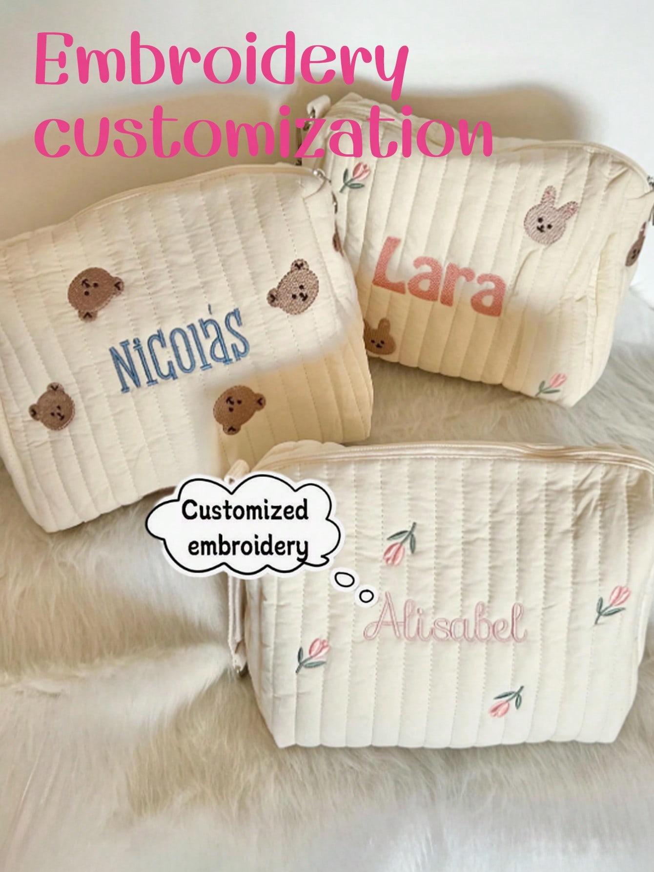 حقيبة حفاضات أطفال مطرزة باسم  - مراجعة Embroidery Names وسعره