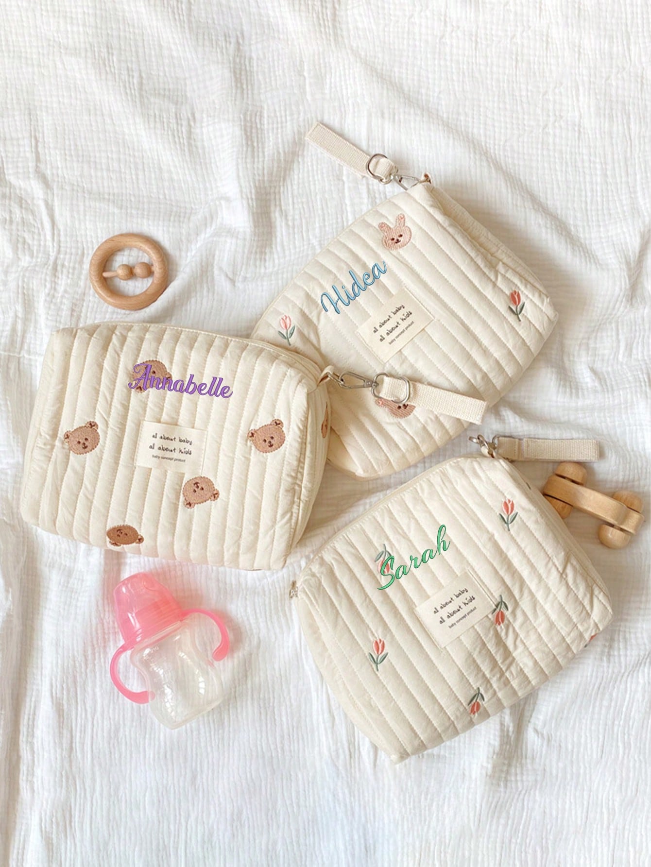 حقيبة حفاضات أطفال مطرزة باسم  - مراجعة Embroidery Names وسعره